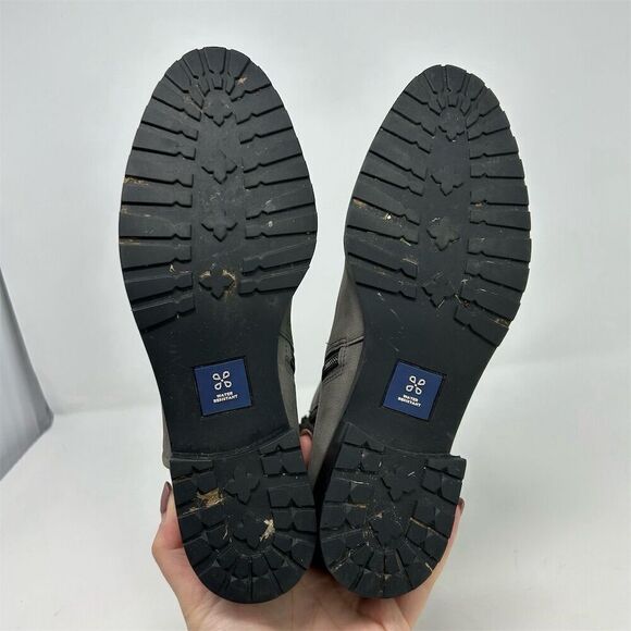 Caslon Oaklee Women's Gray Leather Ankle Booties Size 9 Water Resistant Casual - Picture 9 of 13